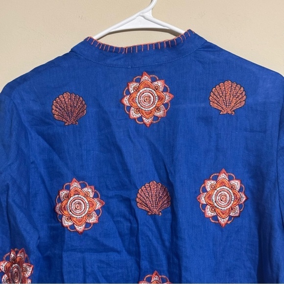 Tyler Boe Bluebell Niki Shell Embroidered Topper with Tassel Ties women’s size S - Picture 8 of 9